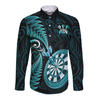 New Zealand Darts Long Sleeve Button Shirt Happiness Is A Tight Threesome Maori Turquoise LT14 Unisex Turquoise - Polynesian Pride