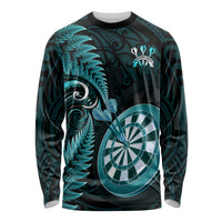 New Zealand Darts Long Sleeve Shirt Happiness Is A Tight Threesome Maori Turquoise LT14 Unisex Turquoise - Polynesian Pride