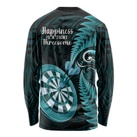 New Zealand Darts Long Sleeve Shirt Happiness Is A Tight Threesome Maori Turquoise LT14 - Polynesian Pride