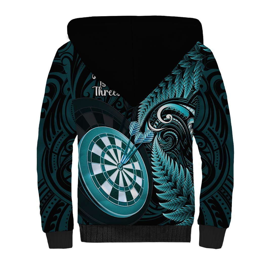 New Zealand Darts Sherpa Hoodie Happiness Is A Tight Threesome Maori Turquoise LT14 - Polynesian Pride