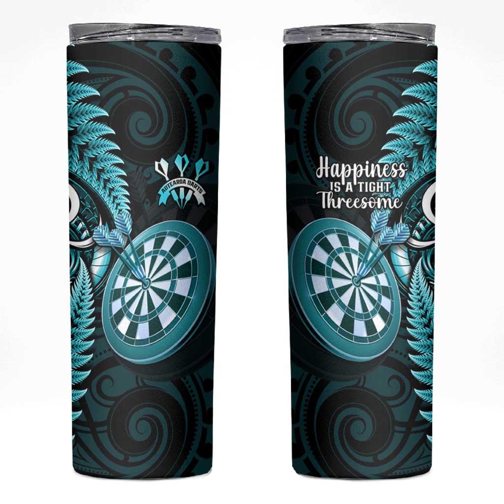 New Zealand Darts Skinny Tumbler Happiness Is A Tight Threesome Maori Turquoise