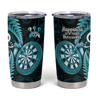 New Zealand Darts Tumbler Cup Happiness Is A Tight Threesome Maori Turquoise LT14 Turquoise - Polynesian Pride