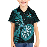 Personalised New Zealand Darts Kid Hawaiian Shirt Happiness Is A Tight Threesome Maori Turquoise LT14 - Polynesian Pride