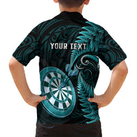Personalised New Zealand Darts Kid Hawaiian Shirt Happiness Is A Tight Threesome Maori Turquoise LT14 - Polynesian Pride