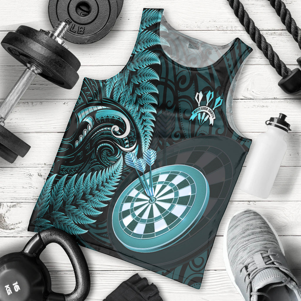 Personalised New Zealand Darts Men Tank Top Happiness Is A Tight Threesome Maori Turquoise LT14 Turquoise - Polynesian Pride