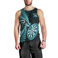 Personalised New Zealand Darts Men Tank Top Happiness Is A Tight Threesome Maori Turquoise LT14 - Polynesian Pride