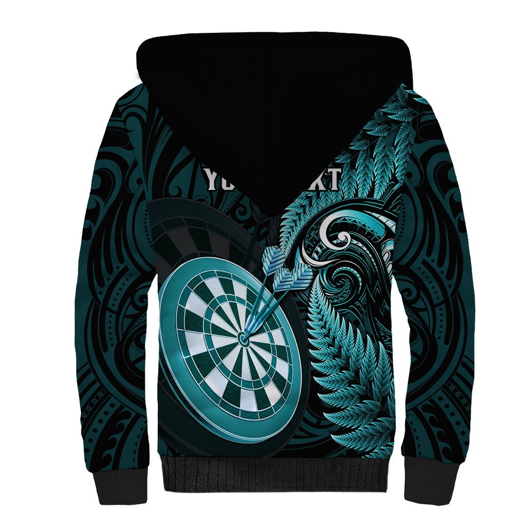 Personalised New Zealand Darts Sherpa Hoodie Happiness Is A Tight Threesome Maori Turquoise LT14 - Polynesian Pride