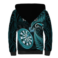 Personalised New Zealand Darts Sherpa Hoodie Happiness Is A Tight Threesome Maori Turquoise LT14 - Polynesian Pride