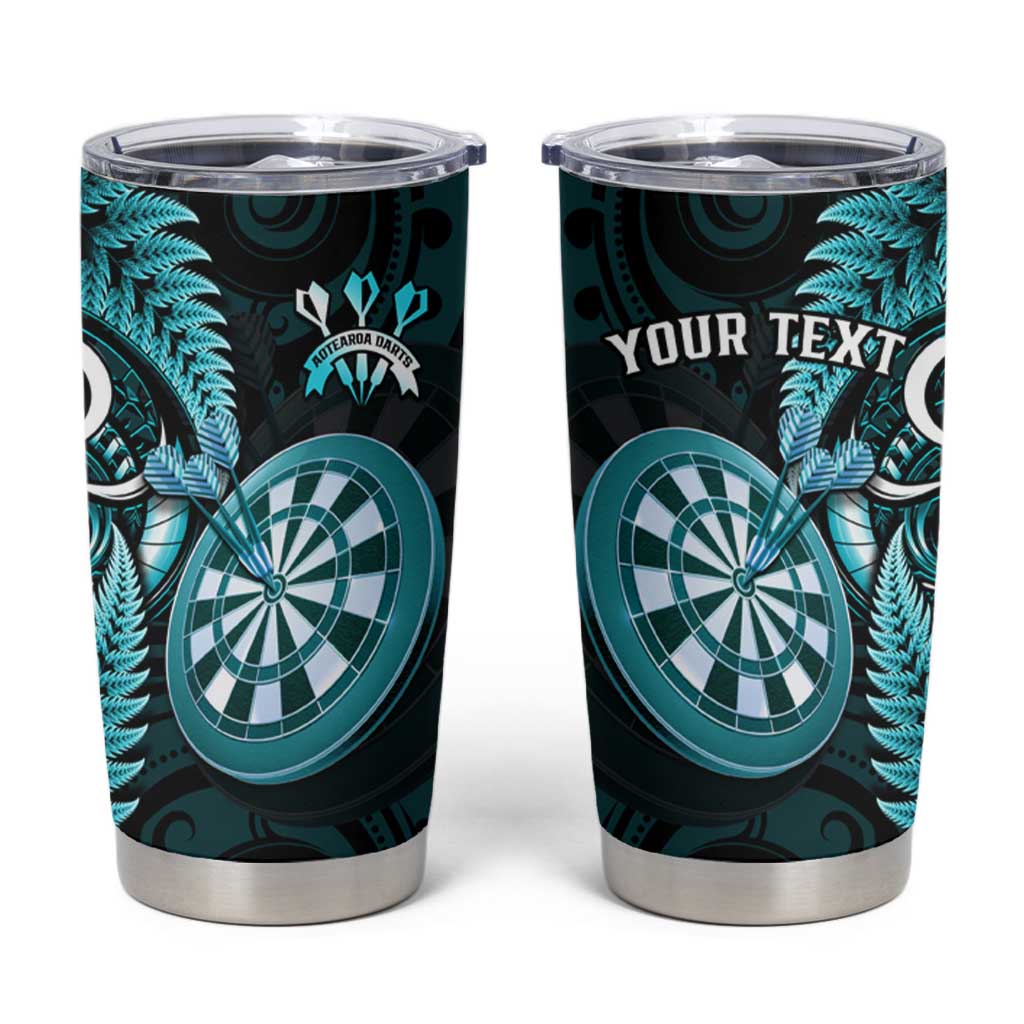 Personalised New Zealand Darts Tumbler Cup Happiness Is A Tight Threesome Maori Turquoise