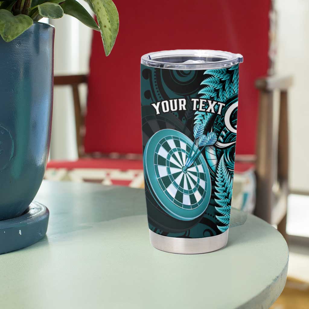 Personalised New Zealand Darts Tumbler Cup Happiness Is A Tight Threesome Maori Turquoise LT14 - Polynesian Pride