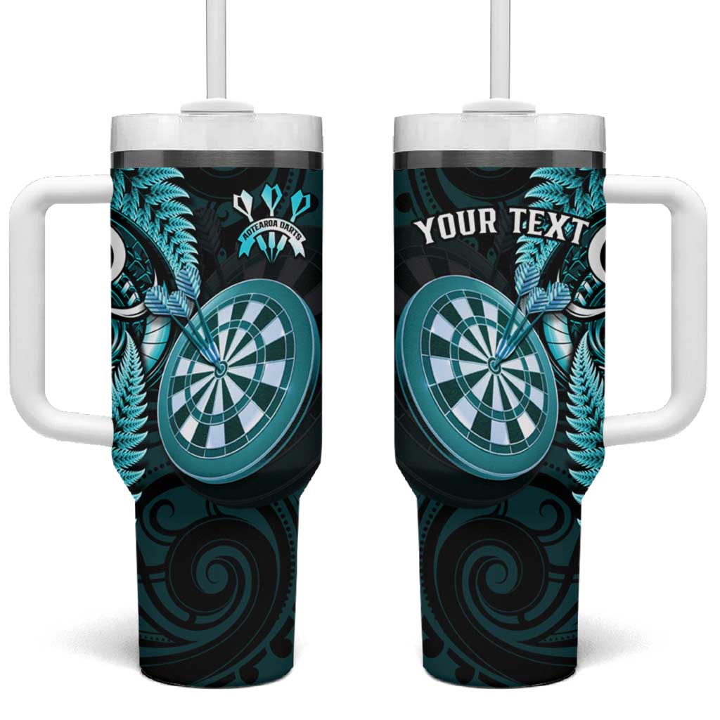 Personalised New Zealand Darts Tumbler With Handle Happiness Is A Tight Threesome Maori Turquoise LT14 One Size: 40 oz Turquoise - Polynesian Pride
