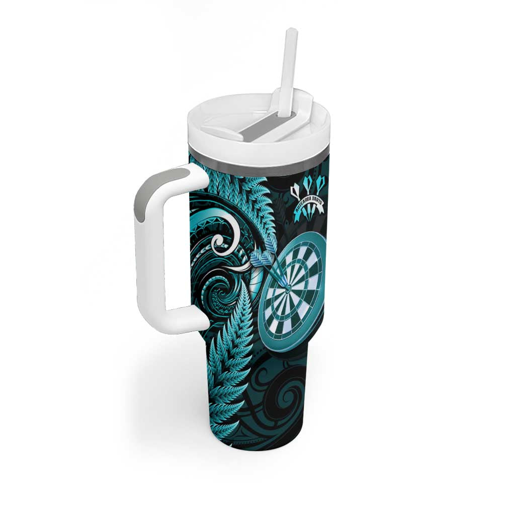 Personalised New Zealand Darts Tumbler With Handle Happiness Is A Tight Threesome Maori Turquoise LT14 - Polynesian Pride