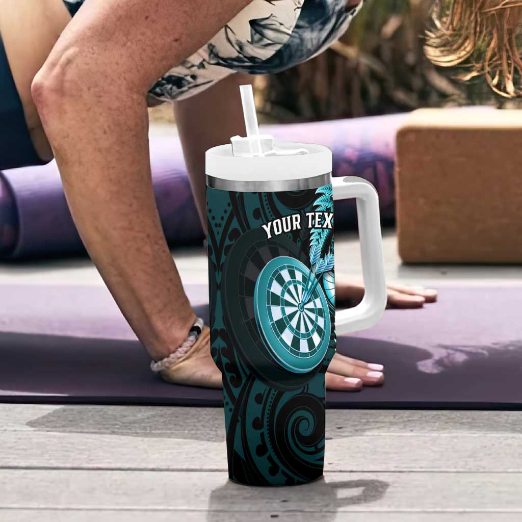 Personalised New Zealand Darts Tumbler With Handle Happiness Is A Tight Threesome Maori Turquoise LT14 - Polynesian Pride