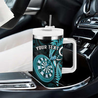 Personalised New Zealand Darts Tumbler With Handle Happiness Is A Tight Threesome Maori Turquoise LT14 - Polynesian Pride
