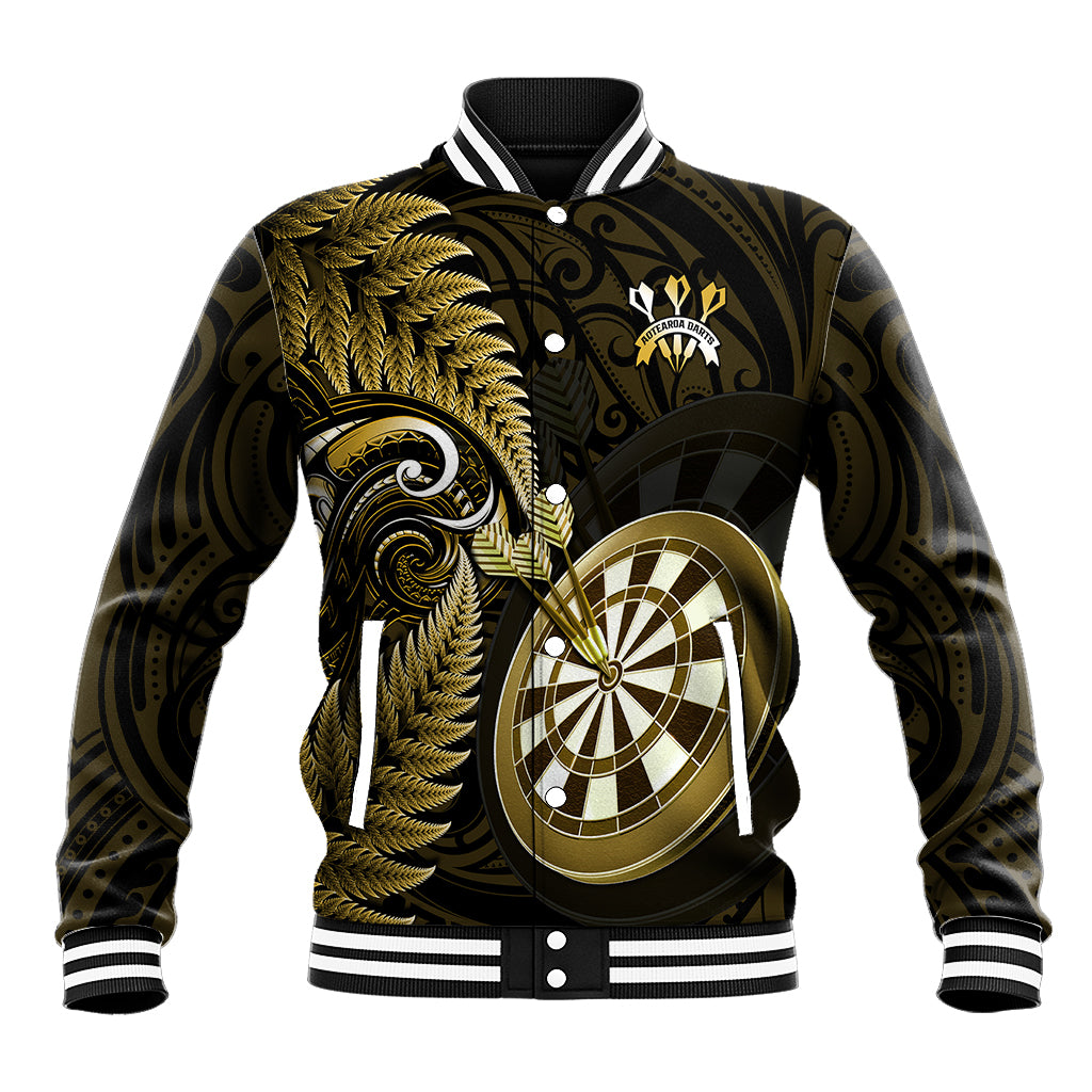 New Zealand Darts Baseball Jacket Happiness Is A Tight Threesome Maori Gold LT14 Unisex Gold - Polynesian Pride