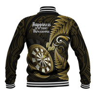 New Zealand Darts Baseball Jacket Happiness Is A Tight Threesome Maori Gold LT14 - Polynesian Pride