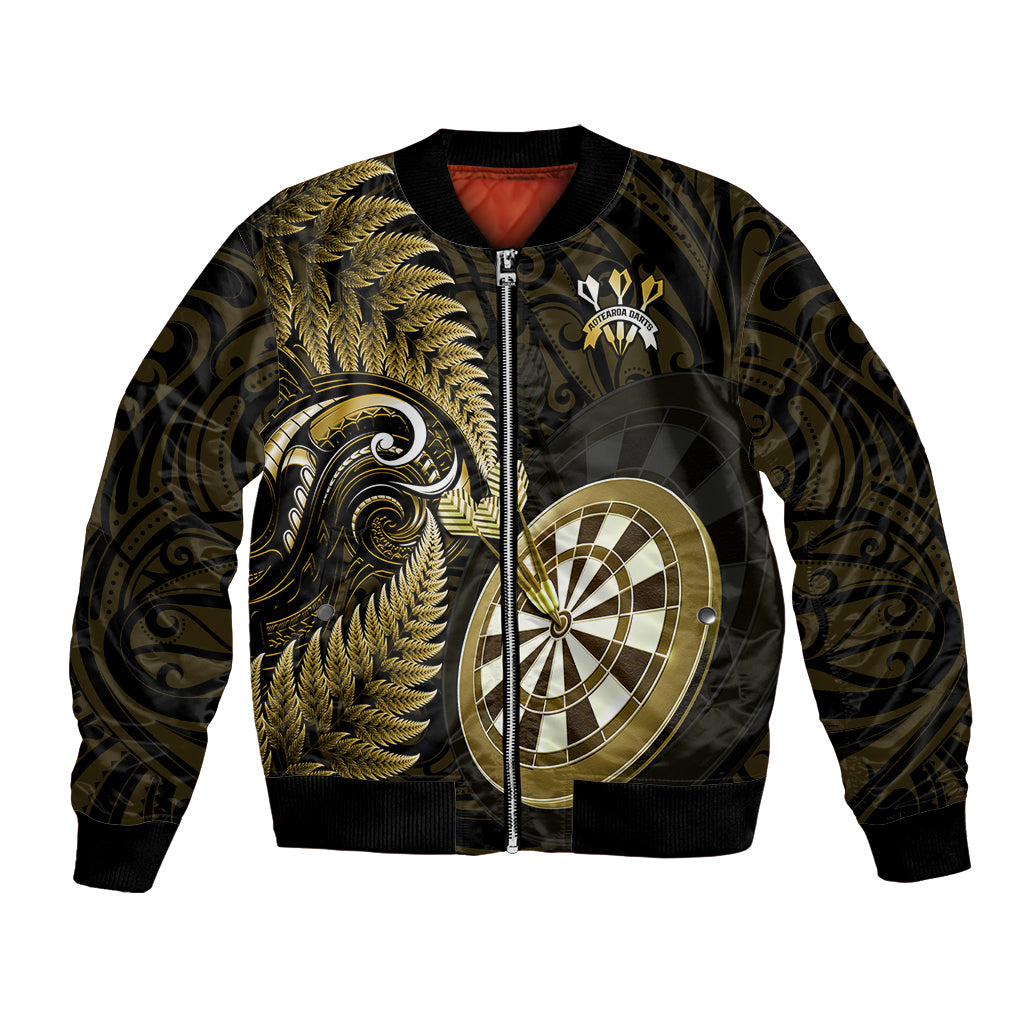 New Zealand Darts Bomber Jacket Happiness Is A Tight Threesome Maori Gold LT14 Unisex Gold - Polynesian Pride