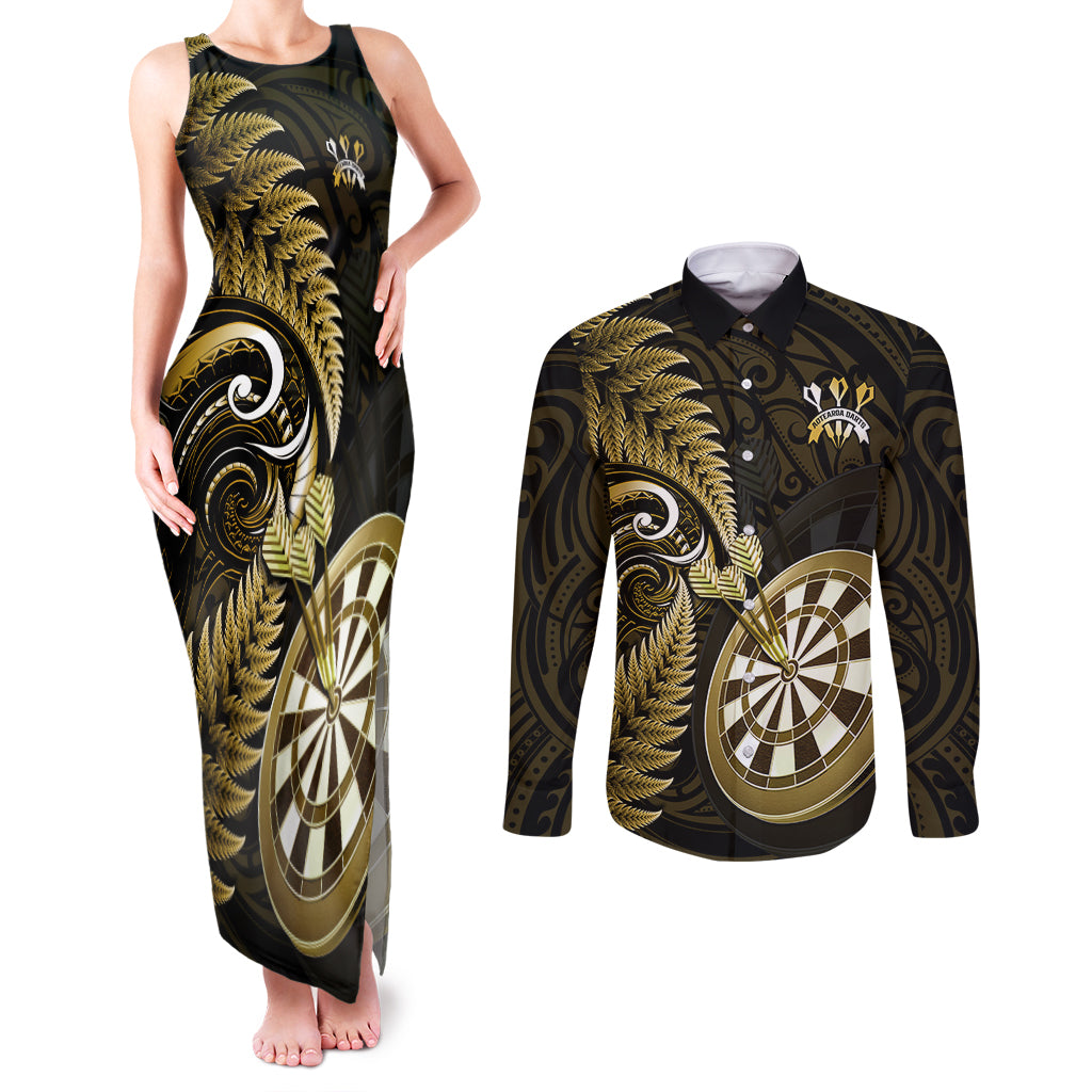 new-zealand-darts-couples-matching-tank-maxi-dress-and-long-sleeve-button-shirts-happiness-is-a-tight-threesome-maori-gold