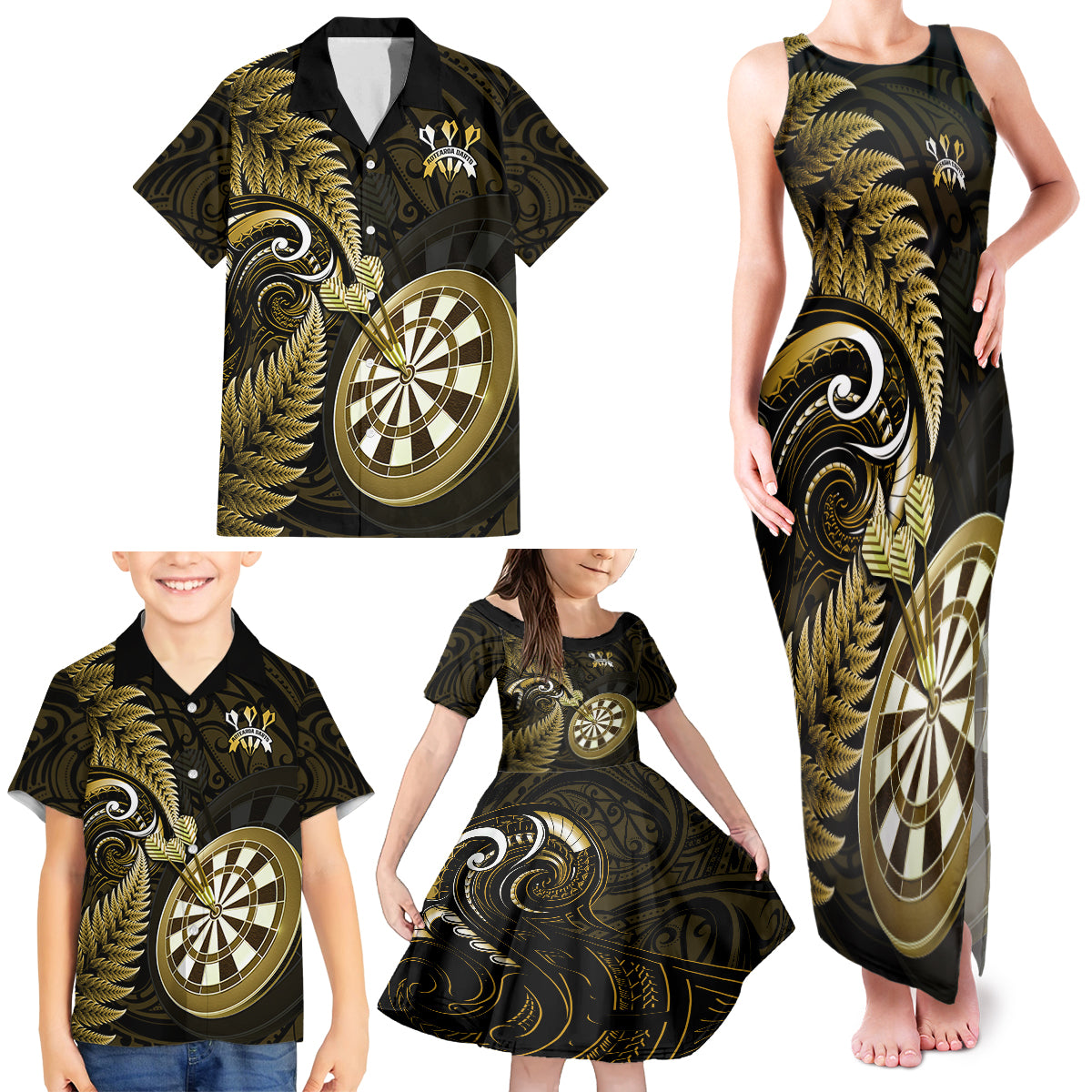 new-zealand-darts-family-matching-tank-maxi-dress-and-hawaiian-shirt-happiness-is-a-tight-threesome-maori-gold