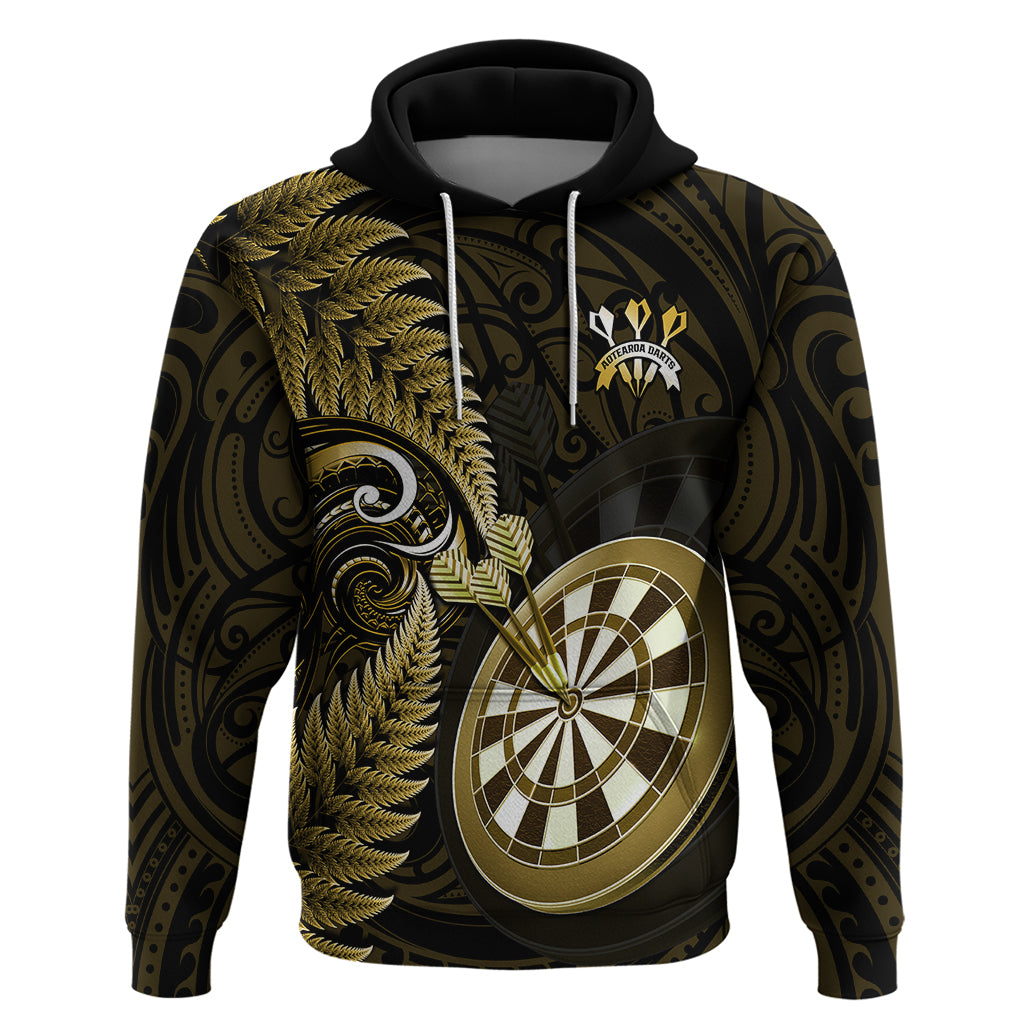 New Zealand Darts Hoodie Happiness Is A Tight Threesome Maori Gold LT14 Gold - Polynesian Pride