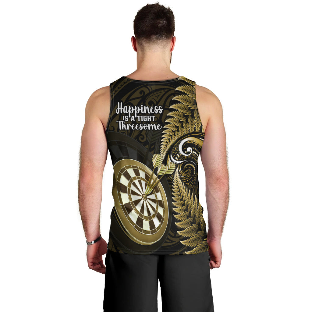 New Zealand Darts Men Tank Top Happiness Is A Tight Threesome Maori Gold LT14 - Polynesian Pride