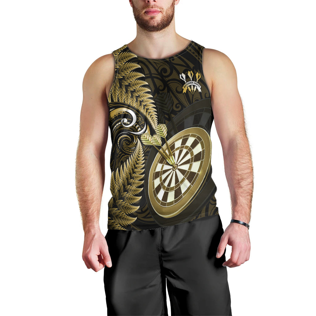 New Zealand Darts Men Tank Top Happiness Is A Tight Threesome Maori Gold LT14 - Polynesian Pride