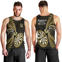 New Zealand Darts Men Tank Top Happiness Is A Tight Threesome Maori Gold LT14 - Polynesian Pride