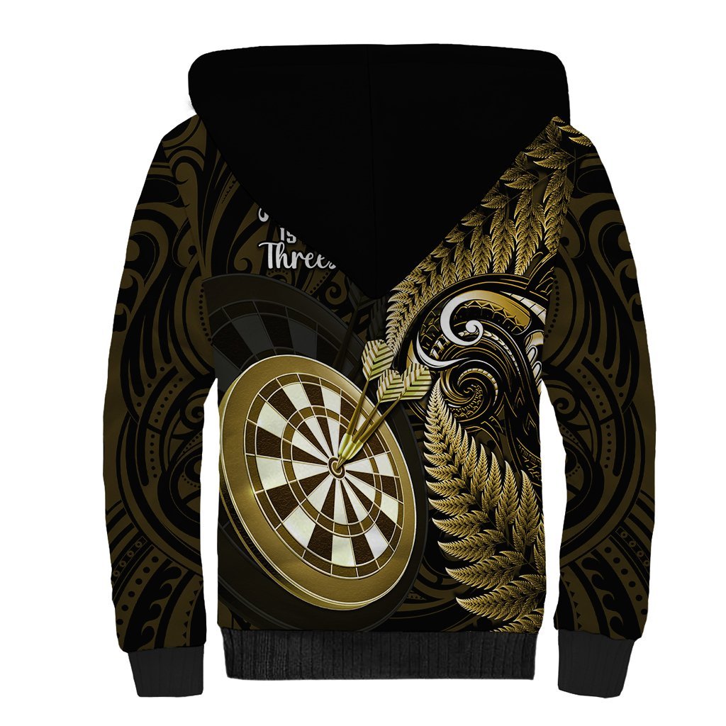 New Zealand Darts Sherpa Hoodie Happiness Is A Tight Threesome Maori Gold LT14 - Polynesian Pride