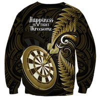 New Zealand Darts Sweatshirt Happiness Is A Tight Threesome Maori Gold LT14 - Polynesian Pride