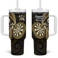 New Zealand Darts Tumbler With Handle Happiness Is A Tight Threesome Maori Gold LT14 One Size: 40 oz Gold - Polynesian Pride
