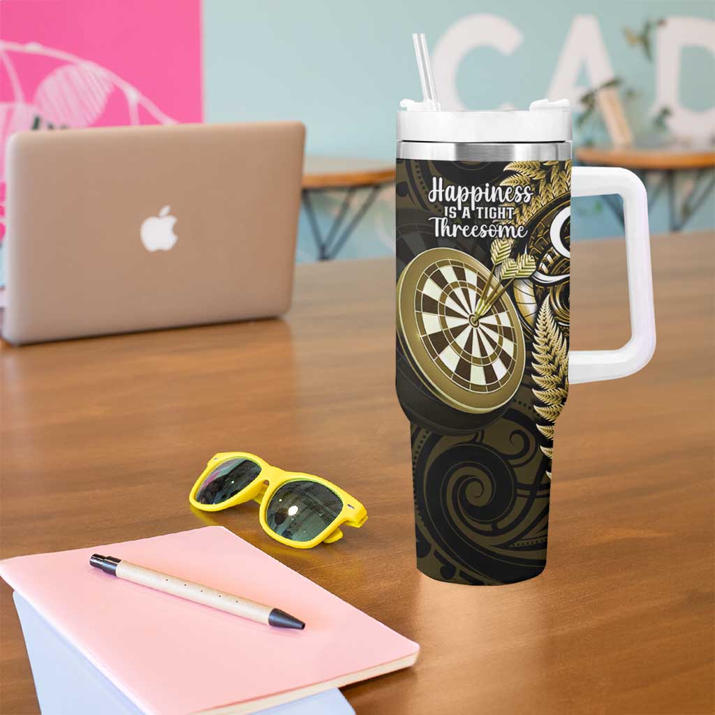 New Zealand Darts Tumbler With Handle Happiness Is A Tight Threesome Maori Gold LT14 - Polynesian Pride