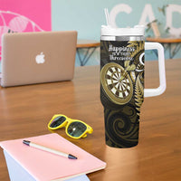 New Zealand Darts Tumbler With Handle Happiness Is A Tight Threesome Maori Gold LT14 - Polynesian Pride