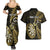 Personalised New Zealand Darts Couples Matching Summer Maxi Dress and Hawaiian Shirt Happiness Is A Tight Threesome Maori Gold LT14 - Polynesian Pride