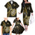 Personalised New Zealand Darts Family Matching Off Shoulder Long Sleeve Dress and Hawaiian Shirt Happiness Is A Tight Threesome Maori Gold LT14 - Polynesian Pride