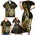 Personalised New Zealand Darts Family Matching Short Sleeve Bodycon Dress and Hawaiian Shirt Happiness Is A Tight Threesome Maori Gold LT14 - Polynesian Pride