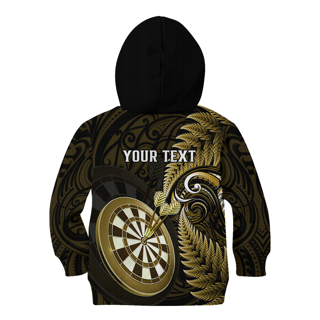 Personalised New Zealand Darts Kid Hoodie Happiness Is A Tight Threesome Maori Gold LT14 - Polynesian Pride