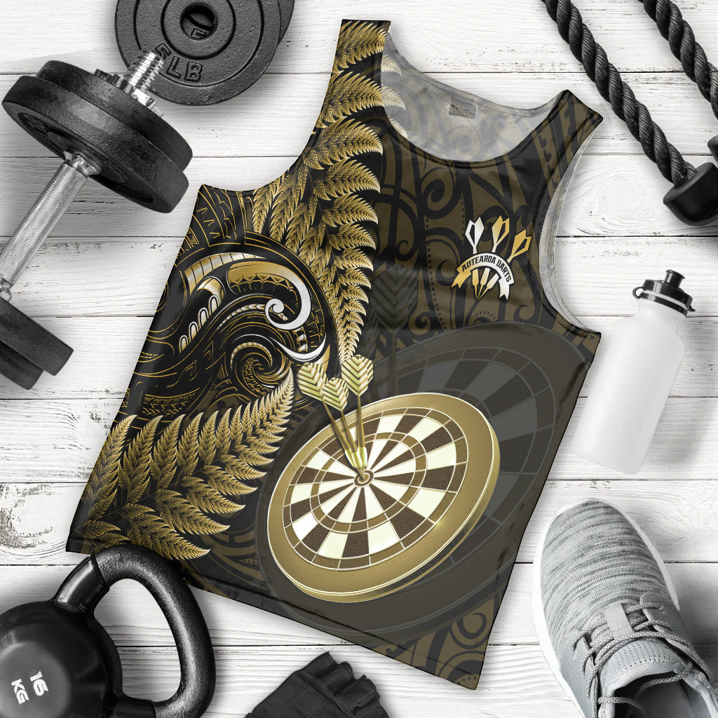 Personalised New Zealand Darts Men Tank Top Happiness Is A Tight Threesome Maori Gold LT14 Gold - Polynesian Pride