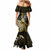 Personalised New Zealand Darts Mermaid Dress Happiness Is A Tight Threesome Maori Gold LT14 - Polynesian Pride