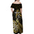 Personalised New Zealand Darts Off Shoulder Maxi Dress Happiness Is A Tight Threesome Maori Gold LT14 - Polynesian Pride