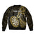 Personalised New Zealand Darts Sleeve Zip Bomber Jacket Happiness Is A Tight Threesome Maori Gold LT14 - Polynesian Pride