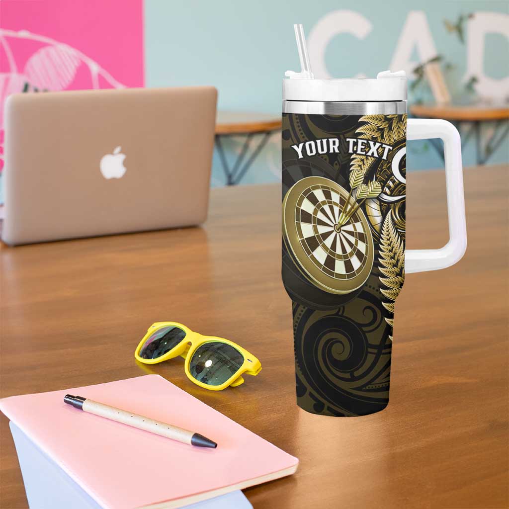 Personalised New Zealand Darts Tumbler With Handle Happiness Is A Tight Threesome Maori Gold LT14 - Polynesian Pride