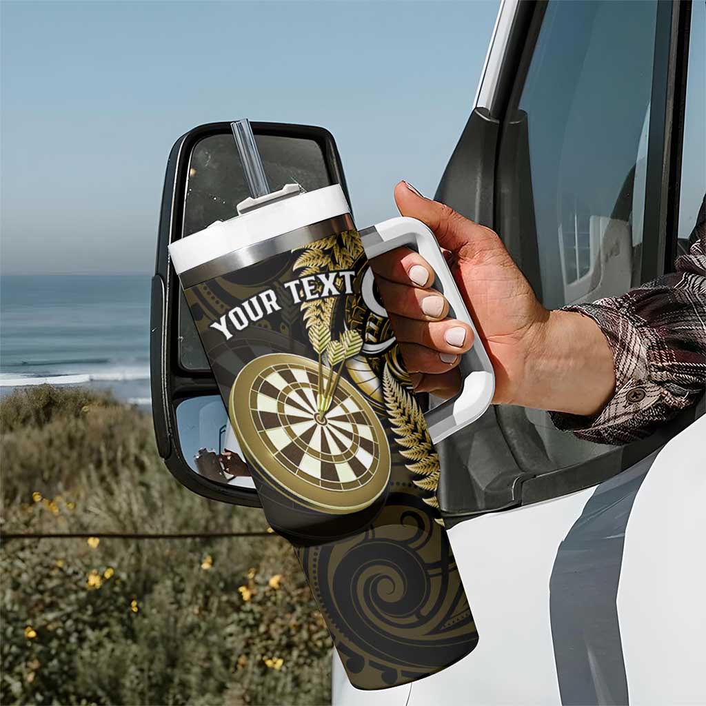 Personalised New Zealand Darts Tumbler With Handle Happiness Is A Tight Threesome Maori Gold LT14 - Polynesian Pride