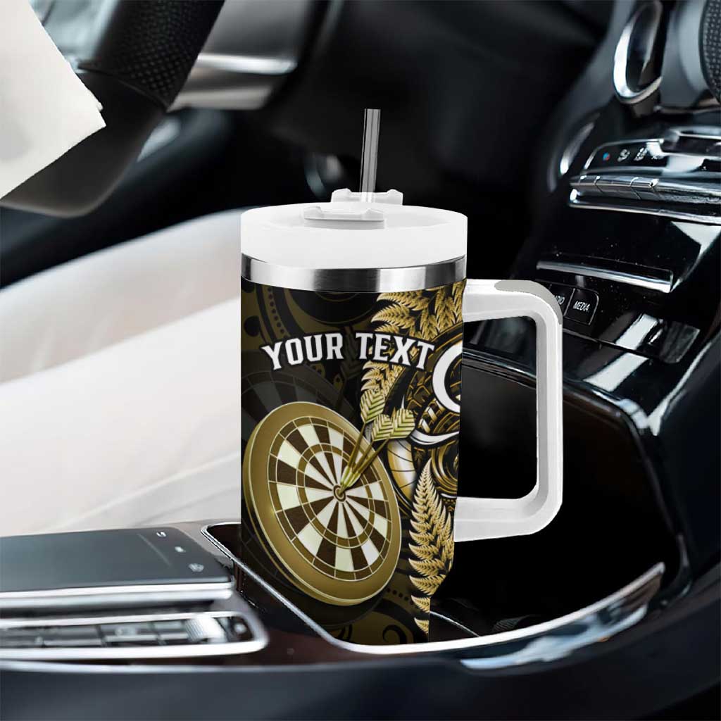 Personalised New Zealand Darts Tumbler With Handle Happiness Is A Tight Threesome Maori Gold LT14 - Polynesian Pride