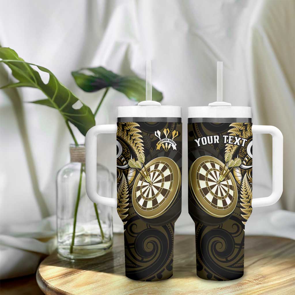 Personalised New Zealand Darts Tumbler With Handle Happiness Is A Tight Threesome Maori Gold LT14 - Polynesian Pride