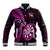 New Zealand Darts Baseball Jacket Happiness Is A Tight Threesome Maori Pink LT14 Unisex Pink - Polynesian Pride