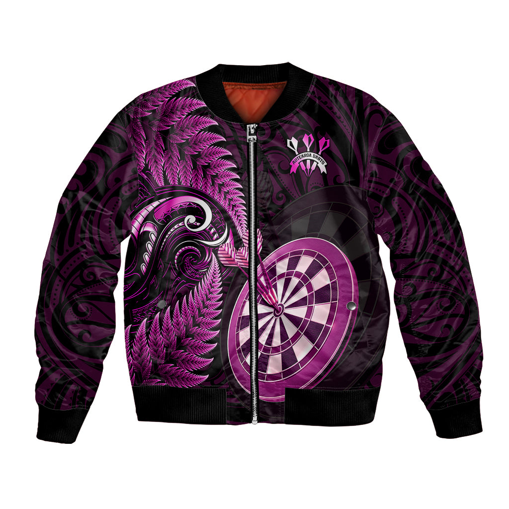 New Zealand Darts Bomber Jacket Happiness Is A Tight Threesome Maori Pink LT14 Unisex Pink - Polynesian Pride