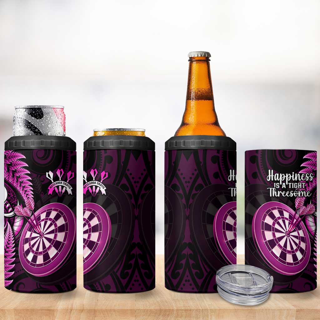 New Zealand Darts 4 in 1 Can Cooler Tumbler Happiness Is A Tight Threesome Maori Pink