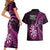 New Zealand Darts Couples Matching Short Sleeve Bodycon Dress and Hawaiian Shirt Happiness Is A Tight Threesome Maori Pink LT14 - Polynesian Pride