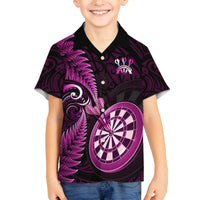 New Zealand Darts Family Matching Summer Maxi Dress and Hawaiian Shirt Happiness Is A Tight Threesome Maori Pink LT14 Son's Shirt Pink - Polynesian Pride
