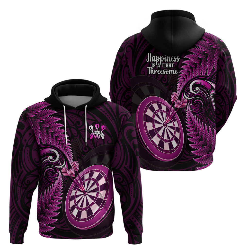 New Zealand Darts Hoodie Happiness Is A Tight Threesome Maori Pink LT14 - Polynesian Pride